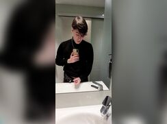 twink boy jizzing in bathroom