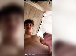 Baited twink boys porn wanks in the shower and cums on his bed