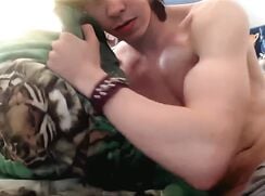 Hot College Guy with long hair wanks and cums - AI Enhanced