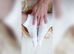 Boy Naked Wanking Wearing White Socks