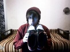 Skater emo licks cum on sneakers