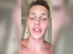 cute blonde talk baited off his big pink cock