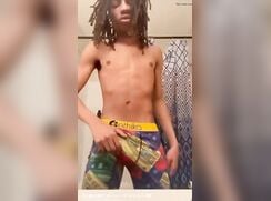 skinny dreadhead young bul flashing his big dick