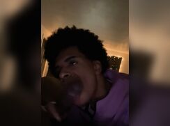 Lightskin give good head sucking big black dick