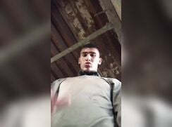 Uncut soldier jerk and cum at post