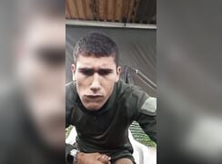 Soldier vid #2 jerk and cum on post