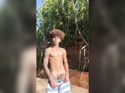 Sexy Brazillian solo jerk and cum outside