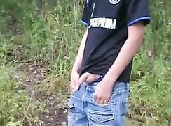 Piss outside in front of friend